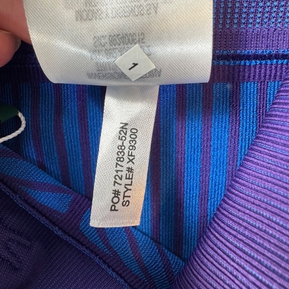 NWT Lacoste Sport Contrast Striped Seamless Leggings High Waist Purple Blue XS - Picture 10 of 13